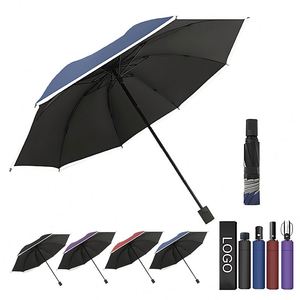 Wholesale 23 Inch 10 Ribs Business Gifts 3 Fold Inverted Reverse Reflective Led Light Handle <b>Automatic</b> <b>Umbrella</b> With Logo Print - Product Image 1