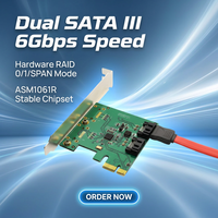 Carte RAID SATA III 2 ports Lekuo 0/1/JBOD, PCIe X1-x16 vers SATA 6 Gbps, contrôleur d'extension pour serveur NAS, Asmedia ASM1061R