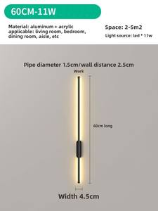 Moderne Minimalistische LED-Wandleuchte im Nordischen Stil, Langer Stab mit Eisengestell, für den Innenbereich, Schlafzimmer, Nachttisch, Wohnzimmer, TV-Hintergrundwand - Product Image 6