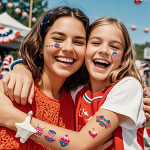 Tatuajes Temporales del 4 de Julio, Bandera Estadounidense Roja, Blanca y Azul, Pegatinas de Tatuajes Temporales para Niños y Niñas - Product Image 4