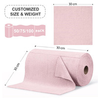 Rouleau de chiffons de nettoyage en microfibre détachables 12x12 pouces, lot de 50, serviettes jetables sans peluches et sans traces pour le detailing automobile et la maison