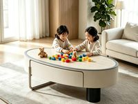 Table basse ovale minimaliste de luxe léger avec rangement pour salon