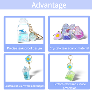 سلاسل مفاتيح مخصصة بالجملة مع سائل عائم ورمال متحركة، تصميم كرتوني مخصص داخل السائل - Product Image 3