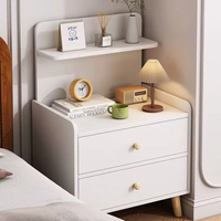 Table de chevet artificielle avec étagère de rangement supérieure, armoire de chevet à deux tiroirs, petite table d'appoint à pieds en bois pour chambre à coucher