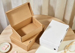 Boîte pliante écologique recyclable à couvercle rabattable en carton ondulé épais, disponible en versions kraft et blanc, idéale pour les cadeaux et l'artisanat - Product Image 4