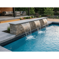 Cascade solaire pour piscine OS-88, cascade de jardin, fontaine à eau, rideau d'eau, fontaine artificielle avec lumière LED pour la décoration