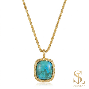 <span class=keywords><strong>Collana</strong></span> alla Moda e Versatile <span class=keywords><strong>con</strong></span> Placcatura in Oro 18K, Ciondolo Quadrato <span class=keywords><strong>con</strong></span> Pietra <span class=keywords><strong>Rosa</strong></span> e Blu, Gioielli da Donna all'Ingrosso - Product Image 1