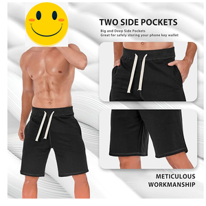 Services OEM ODM d'usine, shorts décontractés pour hommes en coton 95% et élasthanne 5%, shorts en coton rayés pour hommes, shorts de fitness en coton pour hommes - Product Image 3