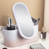 Vente en gros Miroir de maquillage LED portable Boîte à miroir LED pour les soins de la peau Boîtes de rangement cosmétique de voyage blanc rose Miroir LED