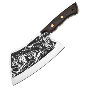 Full Tang Handgemaakt 7.5/8 Inch Tijgerpatroon Vleesmes Keukenmes <span class=keywords><strong>Chinese</strong></span> Chef-Kok Hakmes Met Dekmantel - Product Image 3