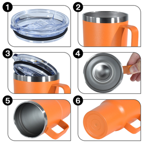 Gobelet <span class=keywords><strong>isotherme</strong></span> personnalisé avec logo, 20 oz, avec poignée, revêtement en poudre, tasse de voyage en acier inoxydable, tasse <span class=keywords><strong>à</strong></span> <span class=keywords><strong>café</strong></span> isolée sous vide avec couvercle - Product Image 5
