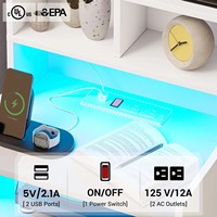 Étagère d'appoint moderne en bois blanc avec LED, table de chevet pour appartement, hôpital, salon et chambre à coucher