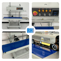 Machine de scellage thermique automatique continue certifiée CE pour sacs en PE et PP de poudre chimique, scelleuse à bande à vitesse réglable 110V 220V