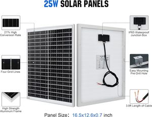 Panneaux solaires en verre de taille personnalisée 10W 25W Économies de coûts <span class=keywords><strong>Panneau</strong></span> <span class=keywords><strong>solaire</strong></span> rigide mono <span class=keywords><strong>12V</strong></span> 18V <span class=keywords><strong>24V</strong></span> pour ferme Magasin Onduleur <span class=keywords><strong>Batterie</strong></span> - Product Image 2