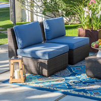 Ensemble de canapés de jardin modernes, bon marché et au design simple, canapés modulaires en osier et rotin imperméables pour le patio et le salon