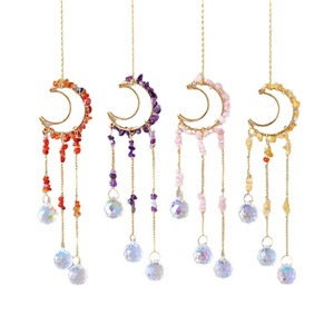 Esfera de Cristal Natural Tallada con Tema de Amor, Atrapasueños Colgante de Feng Shui, Decoración Curativa de Amatista y Cuarzo Rosa para el Hogar - Product Image 3