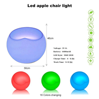 Meubles de bar et de salon portables, chaise en forme de pomme illuminée à LED, changeant de couleur, pour l'intérieur et l'extérieur, tabouret en forme de pomme, chaise en forme de boule LED