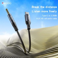 YAU42 Yesido Aleación de aluminio Incorporado Tipo-C de alto rendimiento a 3,5 MM AUX HD Cable de audio de llamada