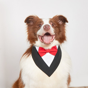 Esmoquin Formal para perros, <span class=keywords><strong>Collar</strong></span> de Bandana para mascotas de boda con pajarita, pajarita ajustable para mascotas, <span class=keywords><strong>Collar</strong></span> de Navidad, Bandana para perros grandes - Product Image 3