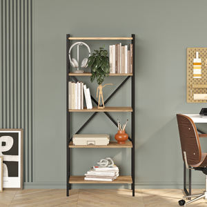 Bibliothèque en bois modulaire London à 5 niveaux de haute qualité ameublement robuste avec un design européen moderne pour le rangement du salon à manger - Product Image 4