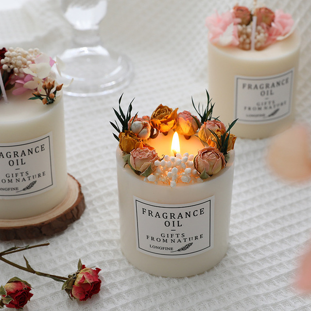 Eternal Eco-friendly Floral Aromatherapy Soy Wax Smokeless Pillar Candle Floral Scent for Valentine's Day Home Decoration Gift