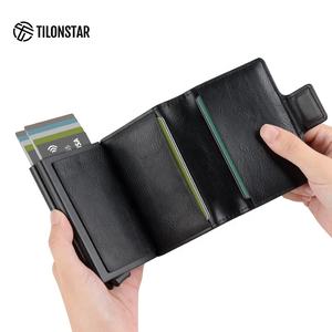 Portefeuille multifonctionnel en cuir TILONSTAR TVC200D avec porte-cartes en métal pop-up double en aluminium - Product Image 4