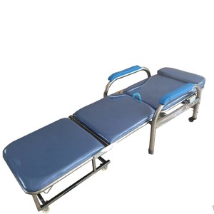 Chaise de patient en acier inoxydable Yonghui, hauteur 83 cm, pliable, usage hospitalier, bleue - Product Image 3