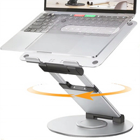 Support pour ordinateur portable réglable en hauteur et en angle, ergonomique, design escamotable, en alliage d'aluminium + silicone, rotation à 360°, IDock