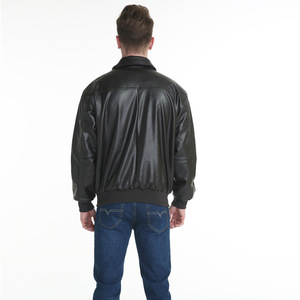 Giacca a Blouson in pelle di colore invernale oversize da uomo con chiusura a cerniera stile Vintage - Product Image 2