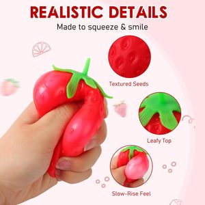 Jouet à presser en silicone en forme de fraise, réaliste, fruit souple à remontée lente, jouet anti-stress pour enfants de 5 à 7 ans, unisexe - Product Image 5