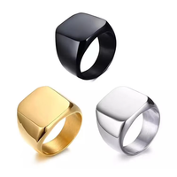 316L Edelstahl Hypoallergene Championship-Ring-Rohlinge Fingerring-Designs Silberring Quadratische Breite Siegelringe