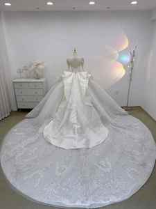 Vestido de Novia de Lujo Vintage Estilo Princesa con Bordado Color Marfil Claro, Cola Bohemia, Talla Grande, Modelo Lsjj42 - Product Image 6