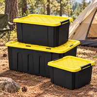 Vente en gros de bacs de rangement robustes en plastique noir et jaune pour garage et atelier