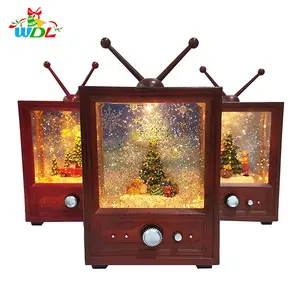 New Arrivals 2020 Holiday Ornament Xmas Tree Craft Led Musical Snow TV Shape Spinning Globe Mini Snow Globes For Christmas Gift