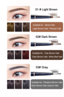 Crayon à sourcils étanche 2 en 1 naturel 3D pour le maquillage des yeux, résistant à la sueur et à double tête, marque privée, avec pinceau