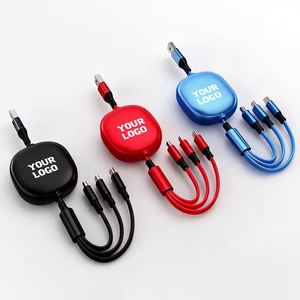 Câble de données USB rétractable 3-en-1 à charge rapide 100W 6A pour téléphones mobiles Type C – Cadeau promotionnel - Product Image 1