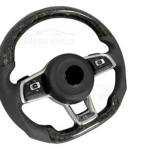 Volante de Fibra de Carbono para Volkswagen <span class=keywords><strong>Golf</strong></span> 7 7.5 MK7 GTI GTD GTE R Polo GTI Tiguan Passat 2013-2020 Volante de Carreras de Cuero - Product Image 4