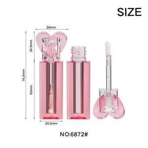 Capuchon en forme de coeur 3ml <span class=keywords><strong>Rectangle</strong></span> rose en plastique emballage de brosse personnalisé pour conteneur de crème d'huile à lèvres Tubes de brillant à lèvres rose - Product Image 5