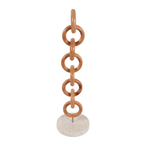 Scultura ornamentale con catena in legno su base in terrazzo per la decorazione di casa, soggiorno, ufficio, mensola, tavolino da caffè - Product Image 4