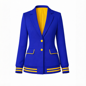 Blazer Varsity de Moda Casual para Mujer, Cierre de un Solo Botón, Tejido de Punto, Color Sólido - Product Image 1