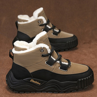 Bottes d'hiver pour hommes, doublées de polaire, en fausse fourrure courte, extra-épaisses, chaudes, imperméables, antidérapantes, à tige haute