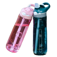 Bouteille d'eau de sport à bouchon vissé en plastique Tritan écologique sans BPA avec paille pour les enfants pour la salle de sport et les voyages
