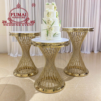 Support de table rond en acier inoxydable doré pour la décoration de gâteaux de mariage