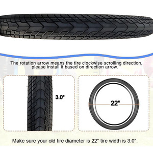 Nouveaux pneus de vélo électrique tout-terrain 2026 – Tailles 22x3.0, 22x4.0, 20x3.0, 20x4.0 – Résistants à l'usure, motif lisse pour la route - Product Image 2