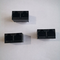 Connecteur modulaire RJ45 JISJACK 5224 1x2 en plastique intégral avec bronze phosphoreux, double port 8P8C, prise réseau à montage sur circuit imprimé pour Ethernet
