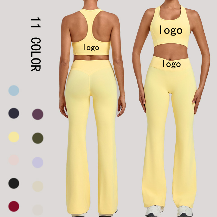 V Waist Designer Yoga Set Flex Power Wholesale Yoga Sets Racerback Flare Yoga Sets Fitness Women