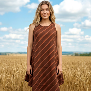 Elegant <b>Boho</b>-Chic Cotton Umbrella <b>Dress</b> Flared Hem Solid Natural Waist Eco-Friendly Breathable Knee-Length Straight Silhouette - Product Image 1