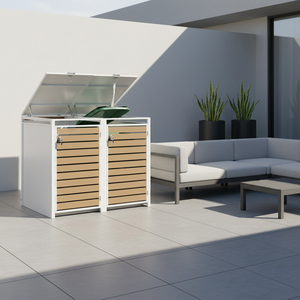 Armoire à déchets en métal d'extérieur, bac à ordures en acier à 2 portes, <span class=keywords><strong>abri</strong></span> pour <span class=keywords><strong>poubelle</strong></span> de jardin, patio, cour arrière - Product Image 3