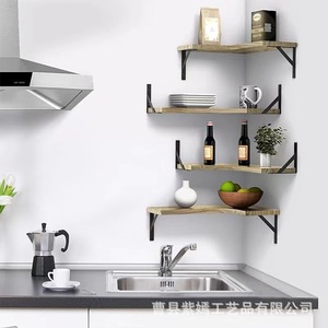 Wooden <b>Wall</b> <b>Mounted</b> Storage Rack Rectangle No Drilling Required Easy Cleaning For Living Room Entryway Corner <b>Shelf</b> - Product Image 1