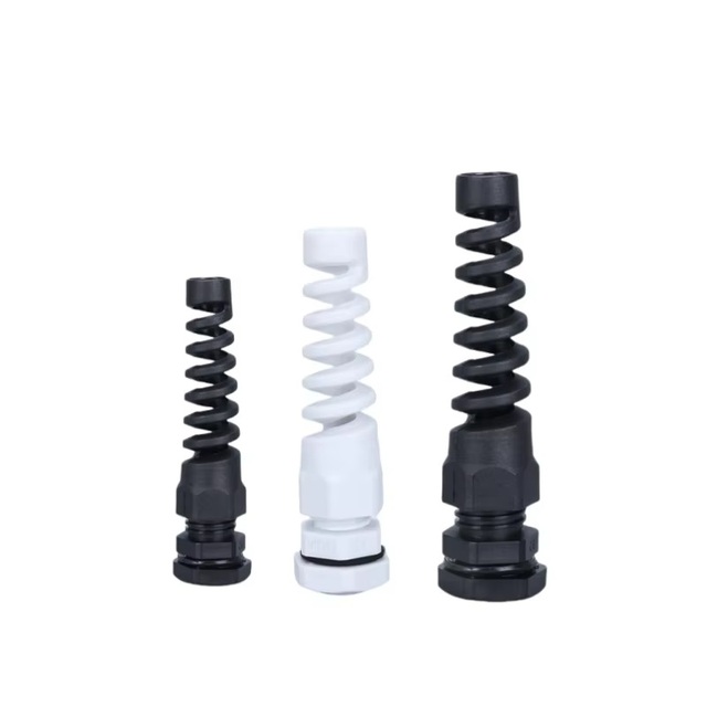IP68 Waterproof M12 PG7/PG9/PG11 Cable Gland Connector Plastic Flex Spiral Strain Relief Protector for 3.5-6mm Wire Thread
